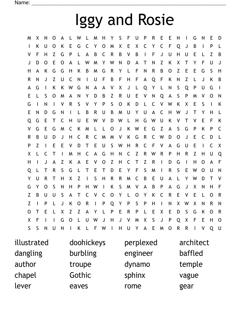 Iggy and Rosie Word Search