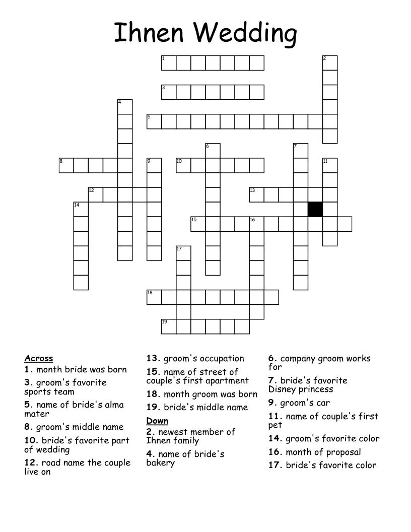 Ihnen Wedding  Crossword