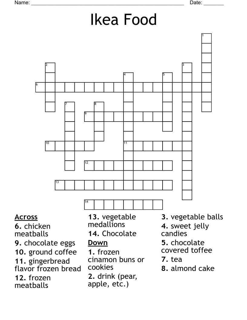 Ikea Food Crossword
