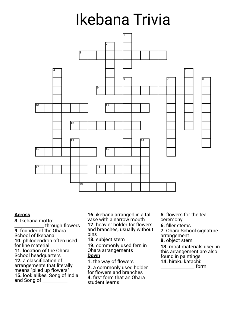 Ikebana Trivia Crossword