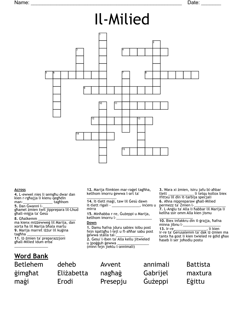 Il-Milied Crossword