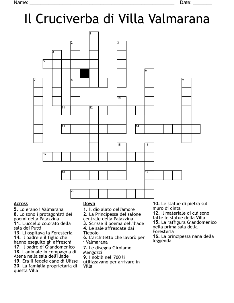 Il Cruciverba di Villa Valmarana Crossword