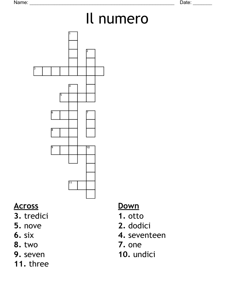 Il numero Crossword