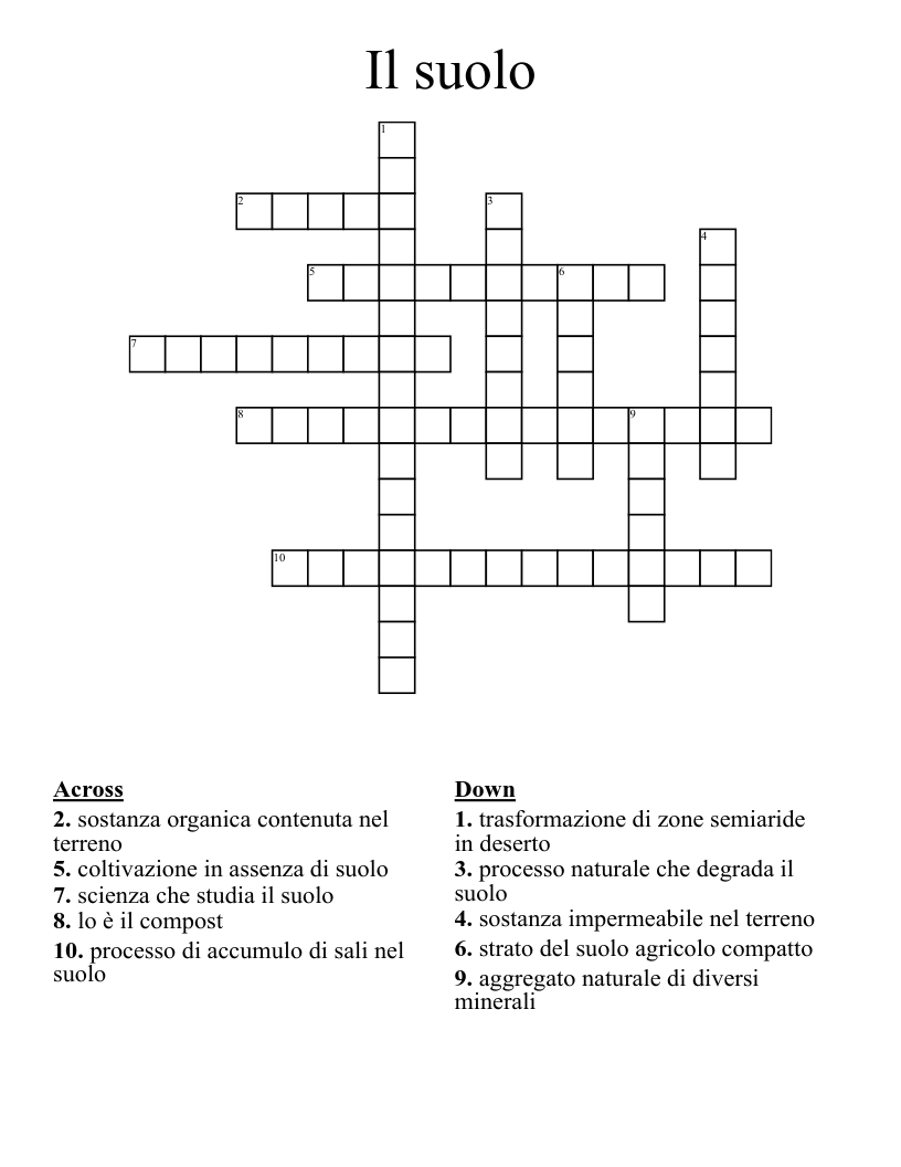 Il suolo Crossword