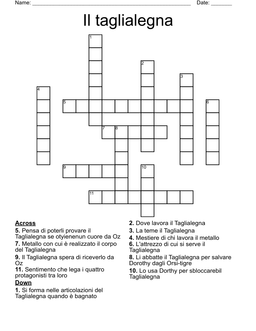 Il taglialegna Crossword