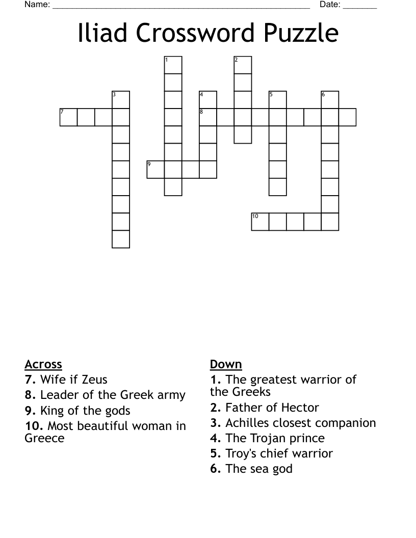 Iliad Crossword Puzzle