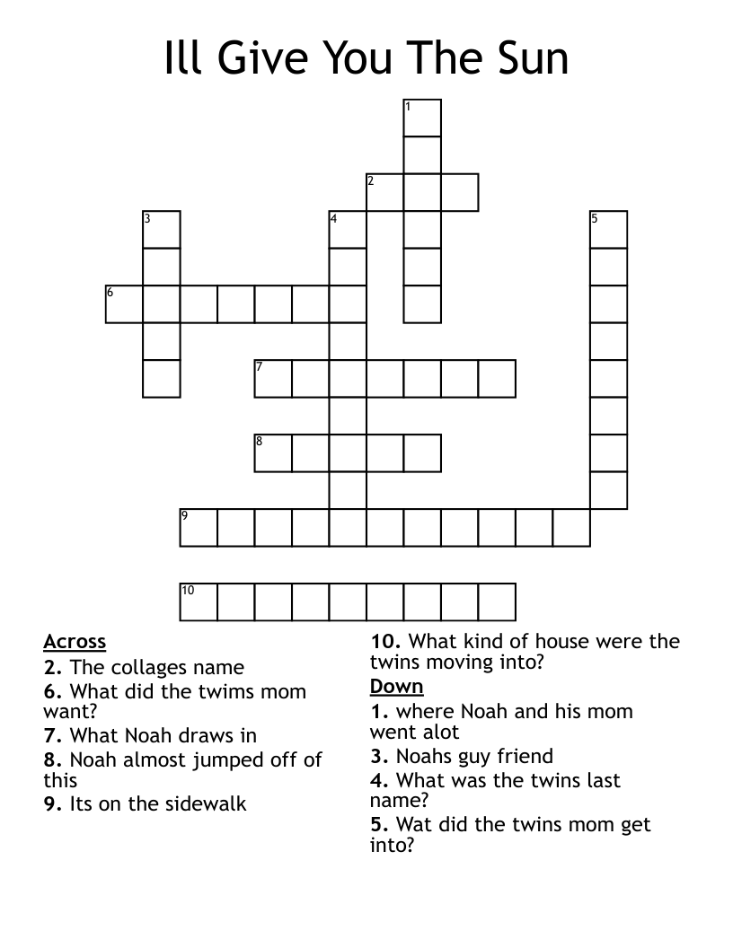 Ill Give You The Sun Crossword