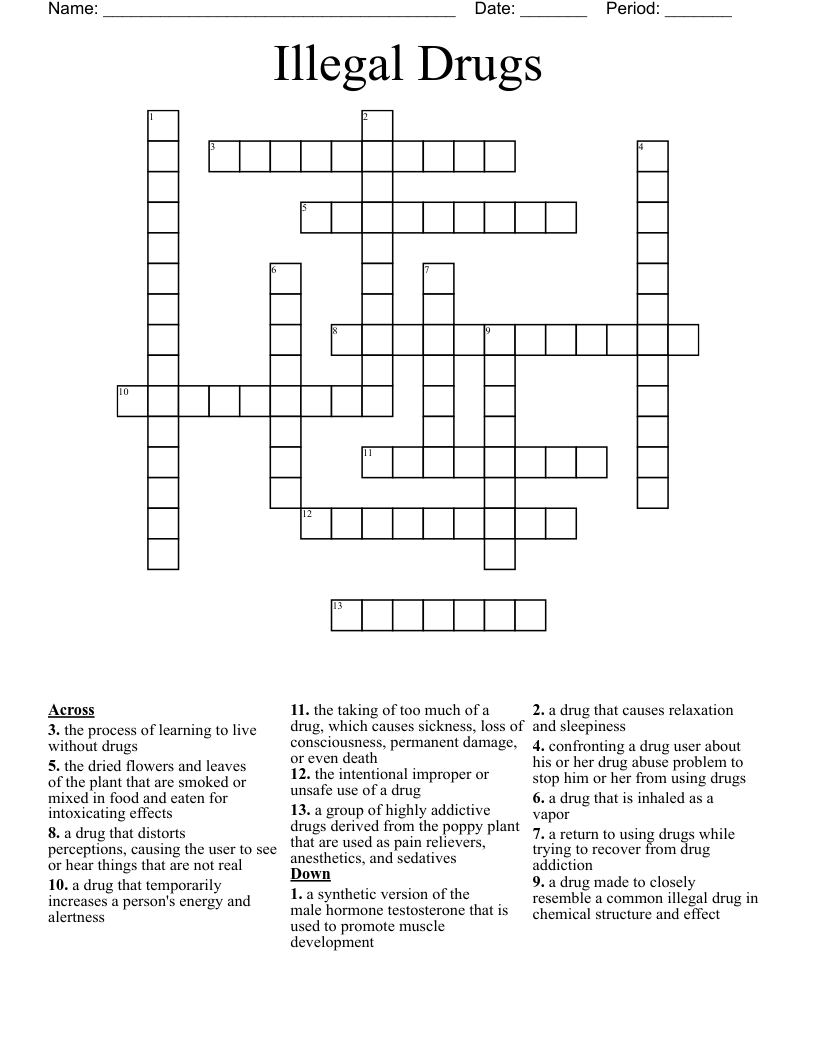 Illegal Drugs Crossword