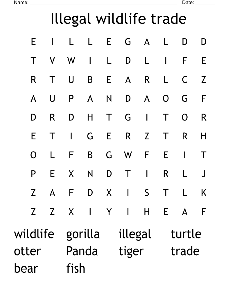 Illegal wildlife trade Word Search