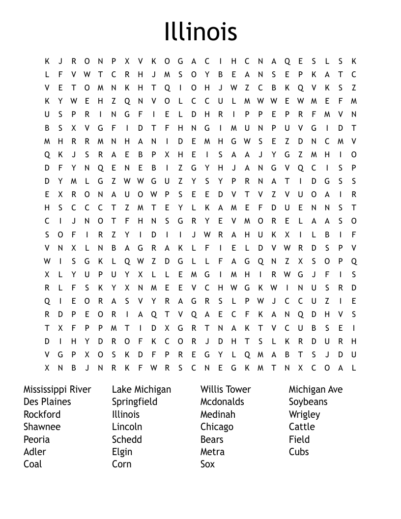 Illinois Word Search