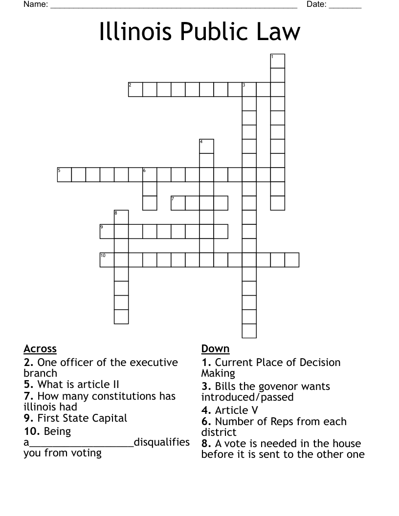 Illinois Public Law Crossword