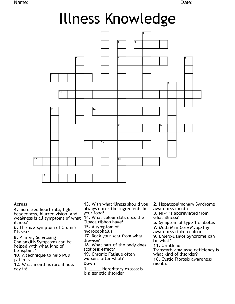 Illness Knowledge Crossword