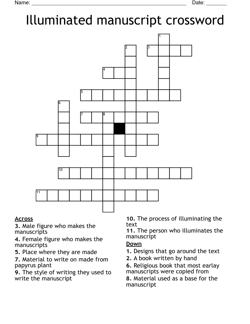 Illuminated manuscript crossword