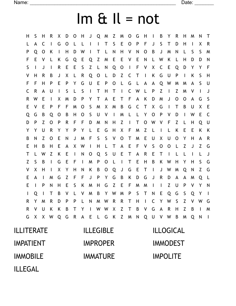 Im & Il = not Word Search