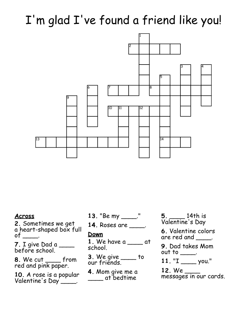I'm glad I've found a friend like you! Crossword