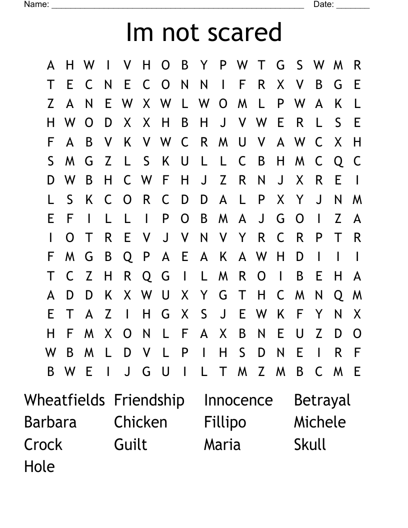 Im not scared Word Search