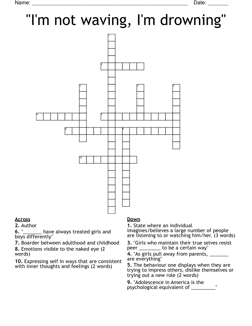 "I'm not waving, I'm drowning" Crossword