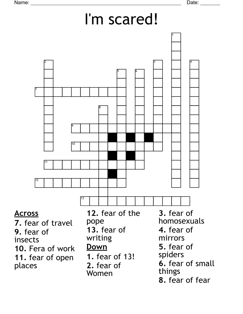 I'm scared! Crossword