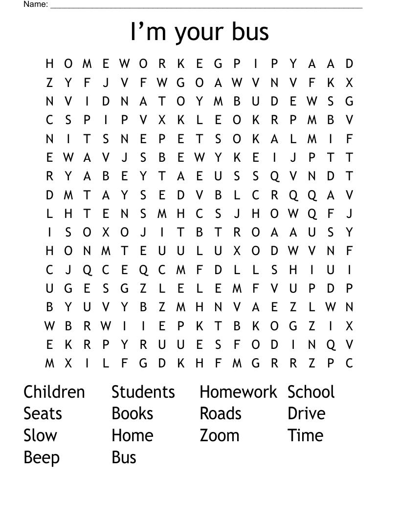 I’m your bus Word Search