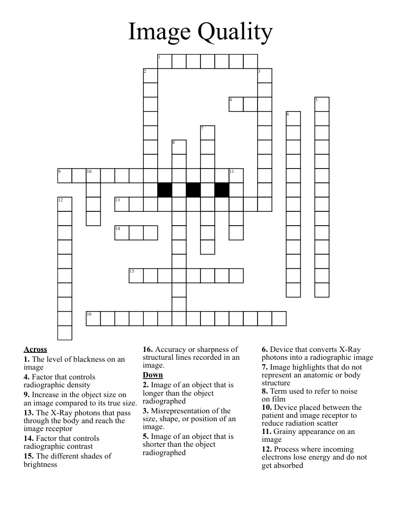 Image Quality  Crossword