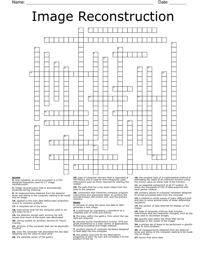 Image Reconstruction Crossword