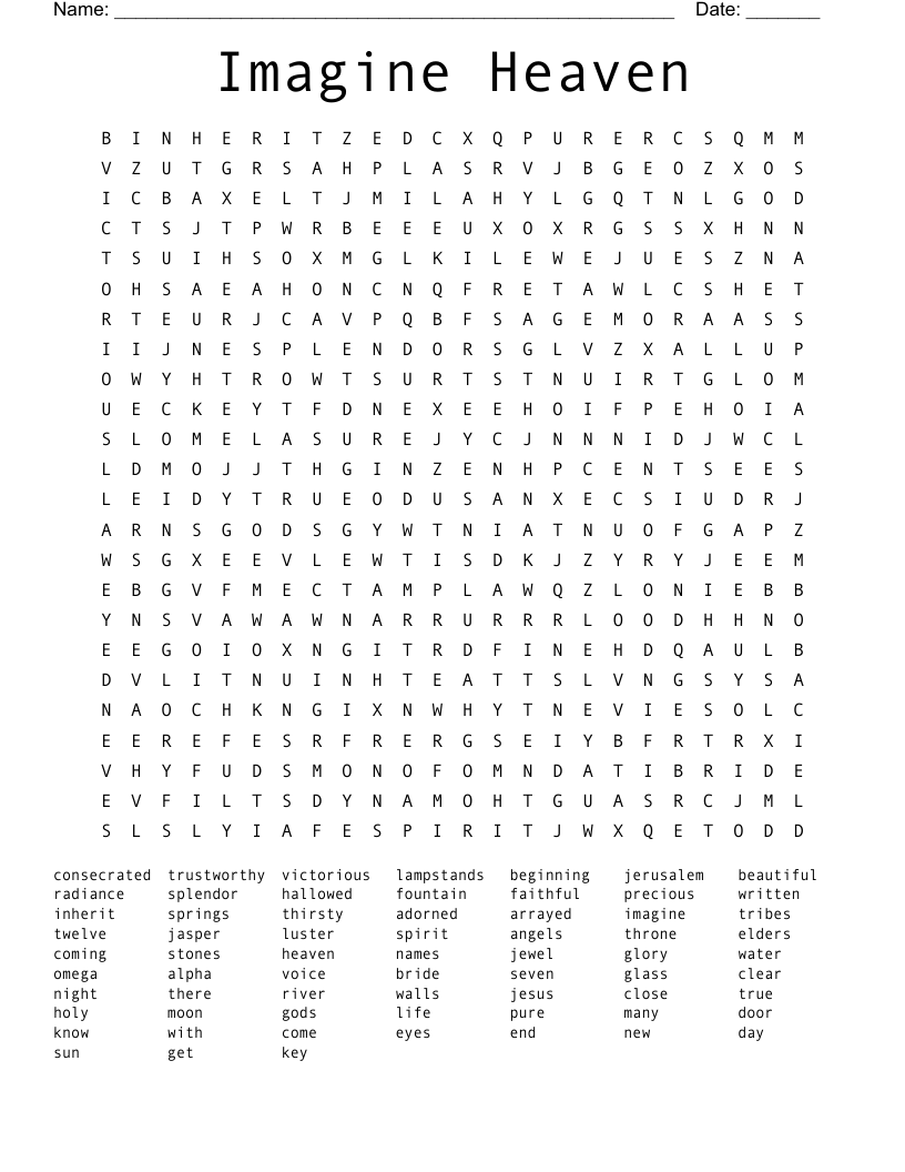 Imagine Heaven Word Search