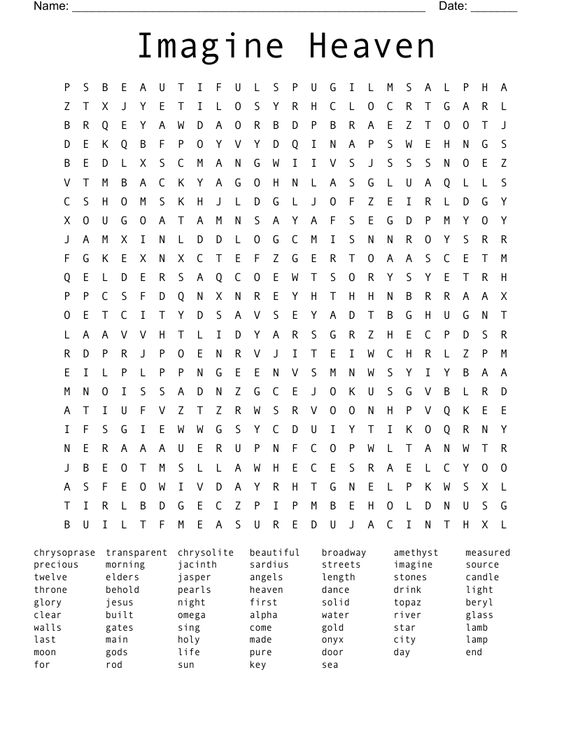 Imagine Heaven Word Search