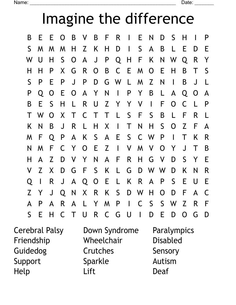 Imagine the difference Word Search