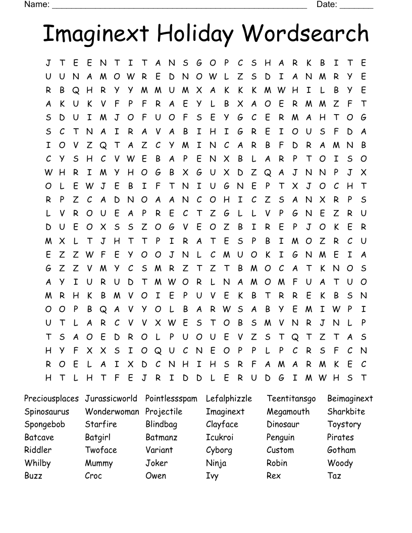 Imaginext Holiday Wordsearch