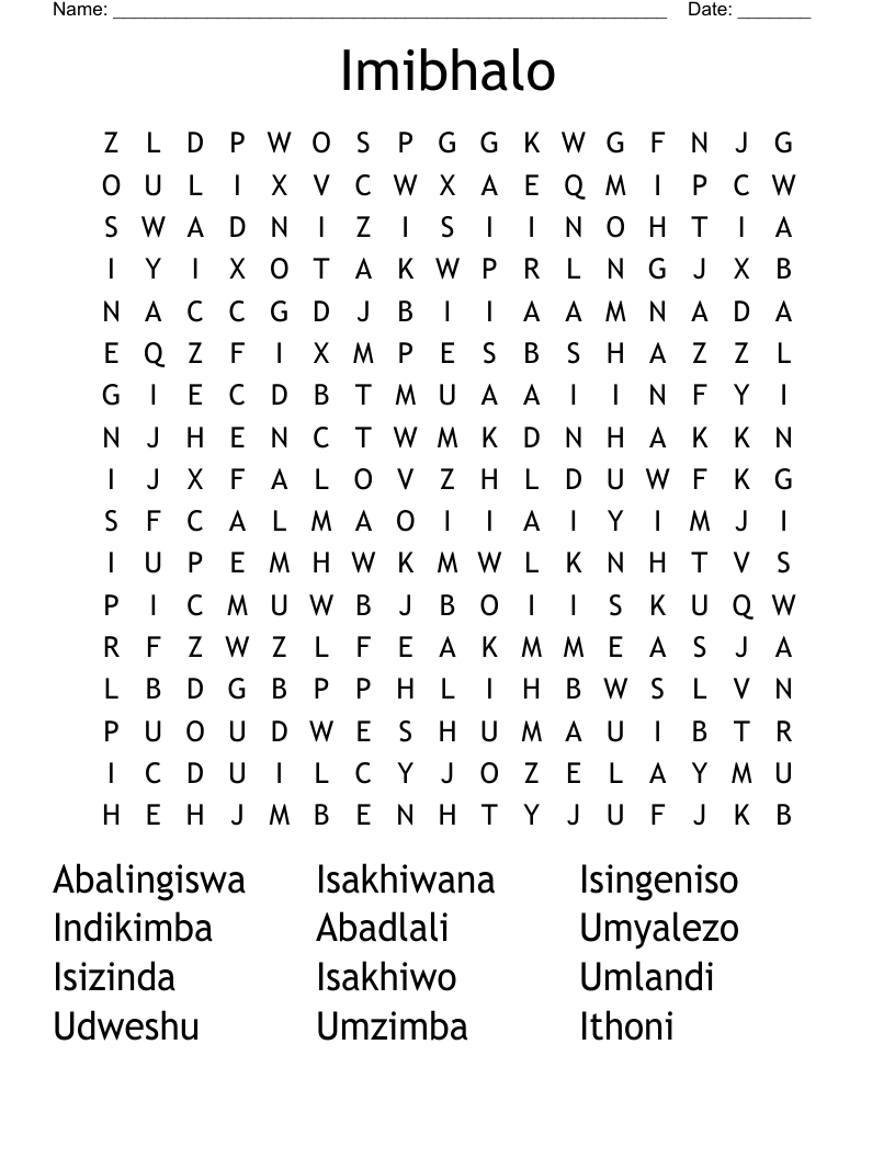 Imibhalo Word Search