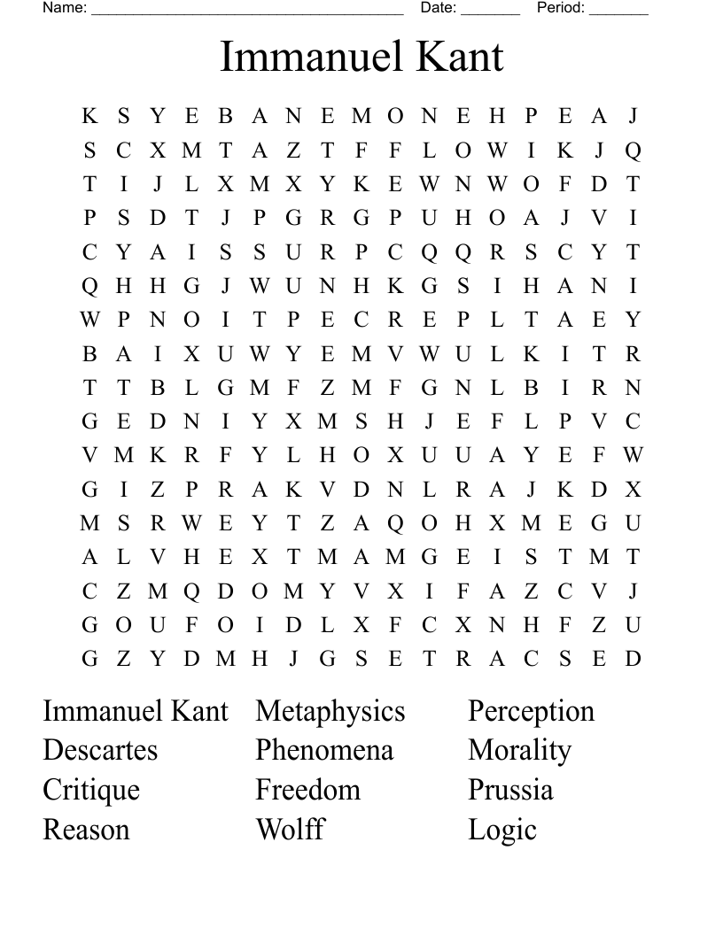 Immanuel Kant Word Search