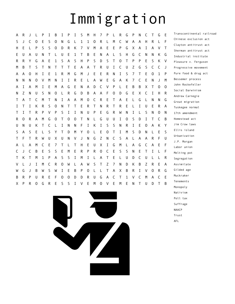 Immigration  Word Search