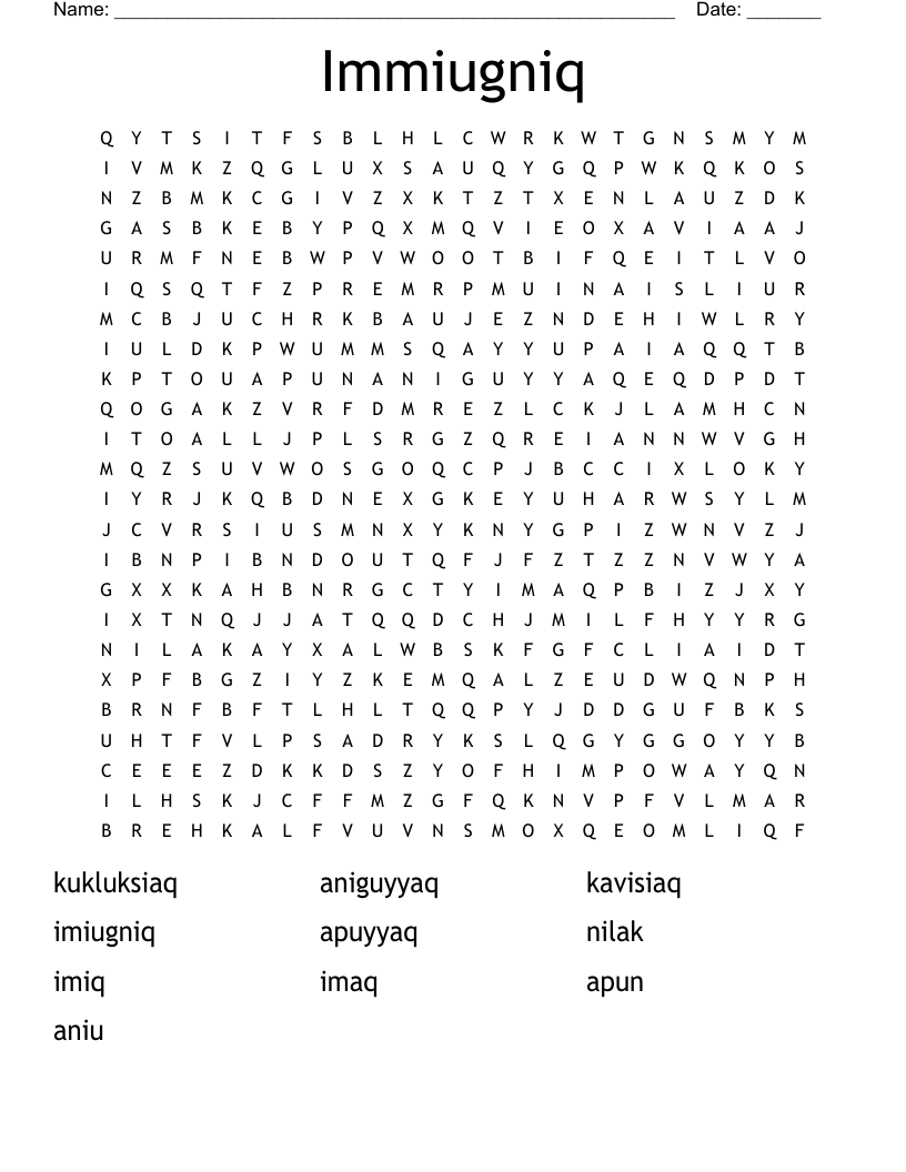 Immiugniq Word Search