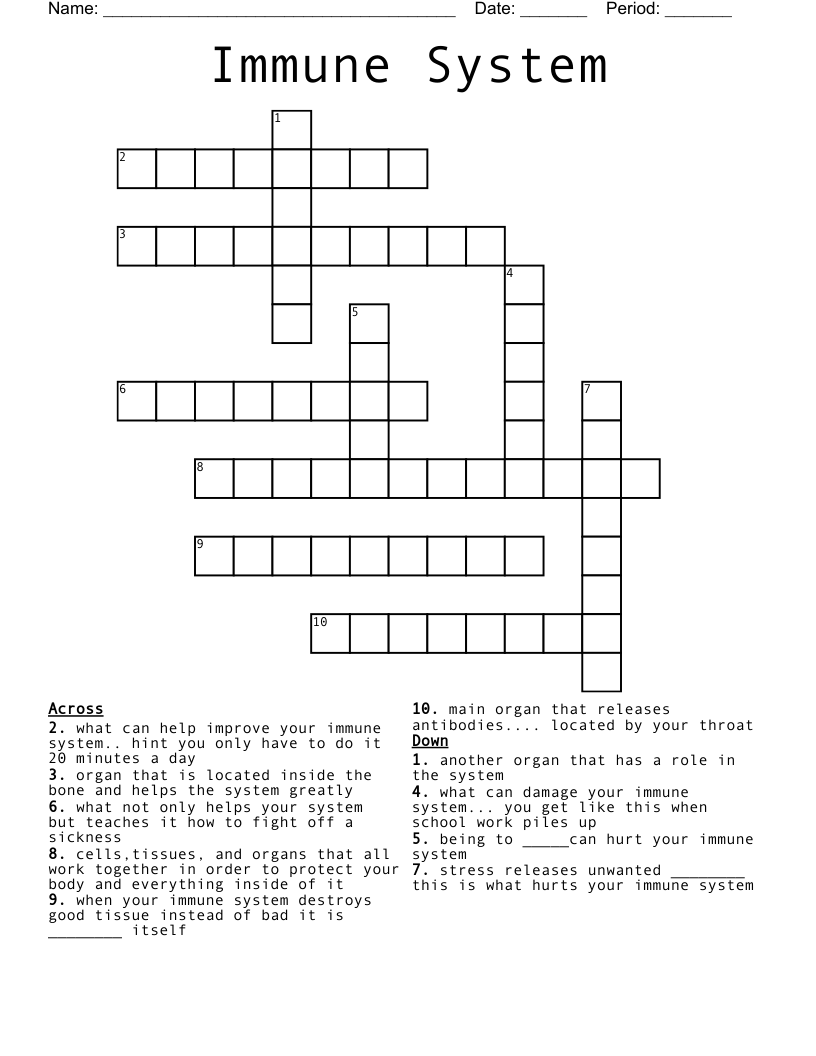 Immune System  Crossword