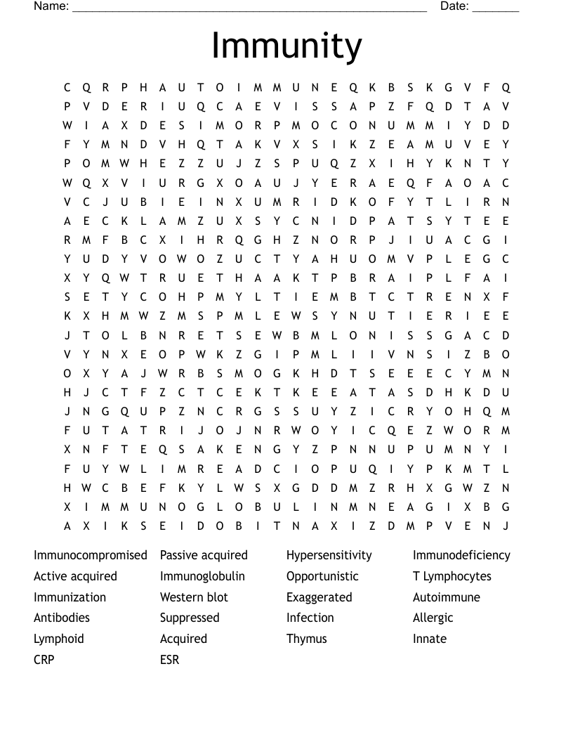 Immunity Word Search