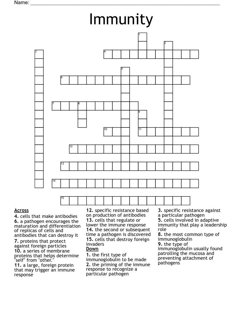 Immunity Crossword