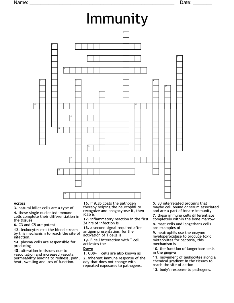 Immunity Crossword