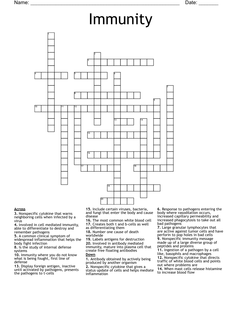 Immunity Crossword