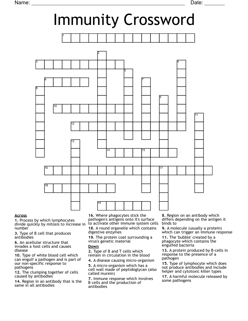 Immunity Crossword