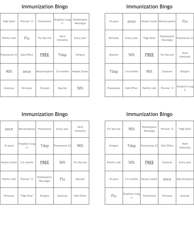 Immunization Bingo
