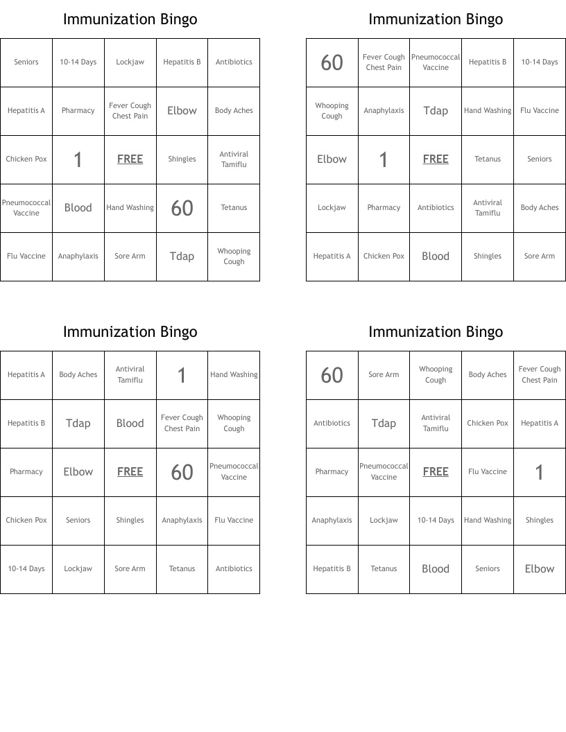 Immunization Bingo
