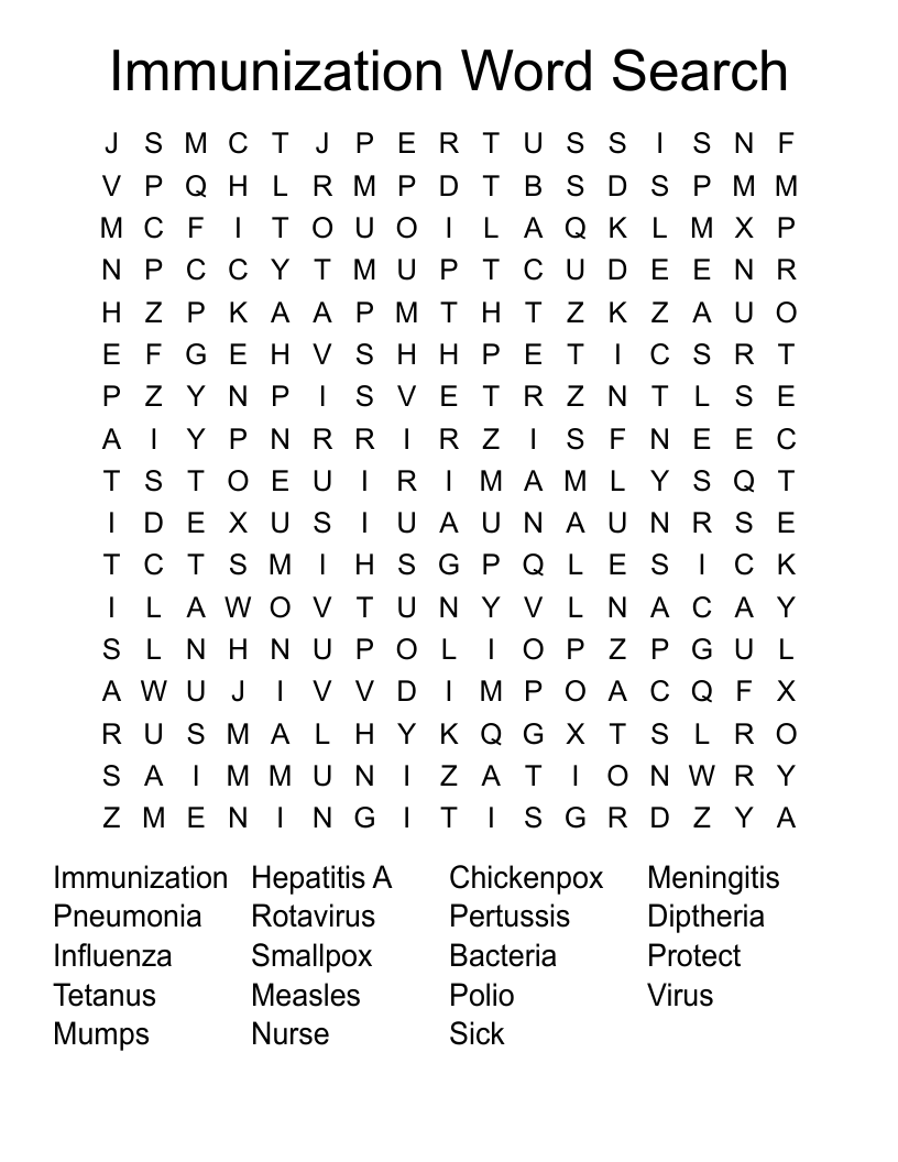 Immunization Word Search