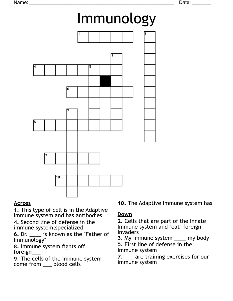 Immunology Crossword