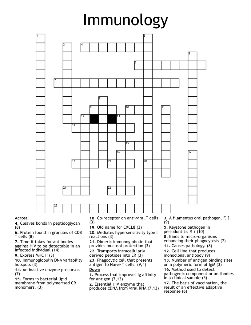Immunology Crossword