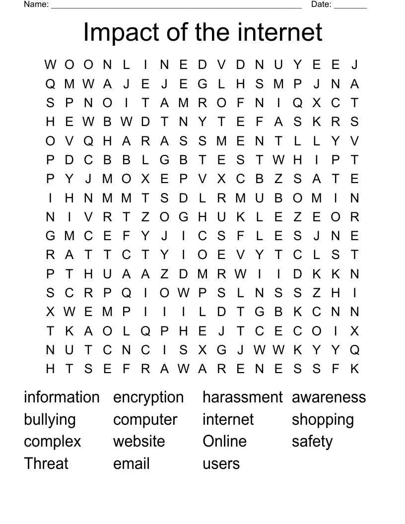 Impact of the internet Word Search