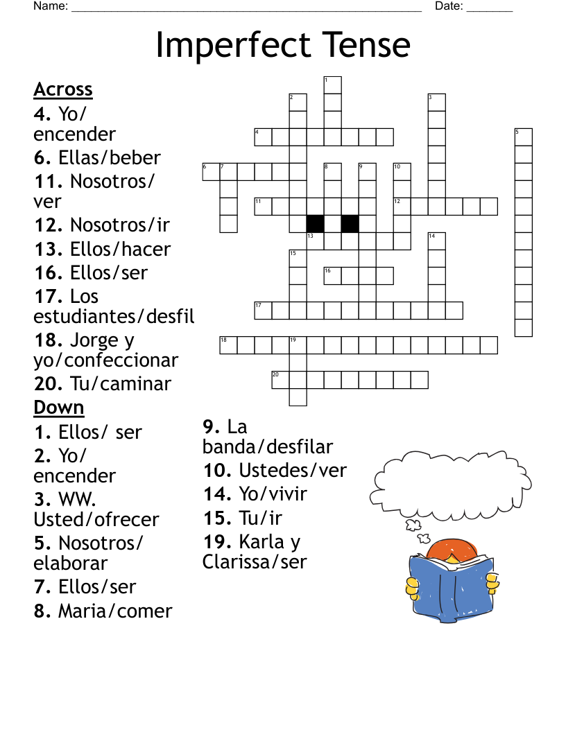 Imperfect Tense Crossword