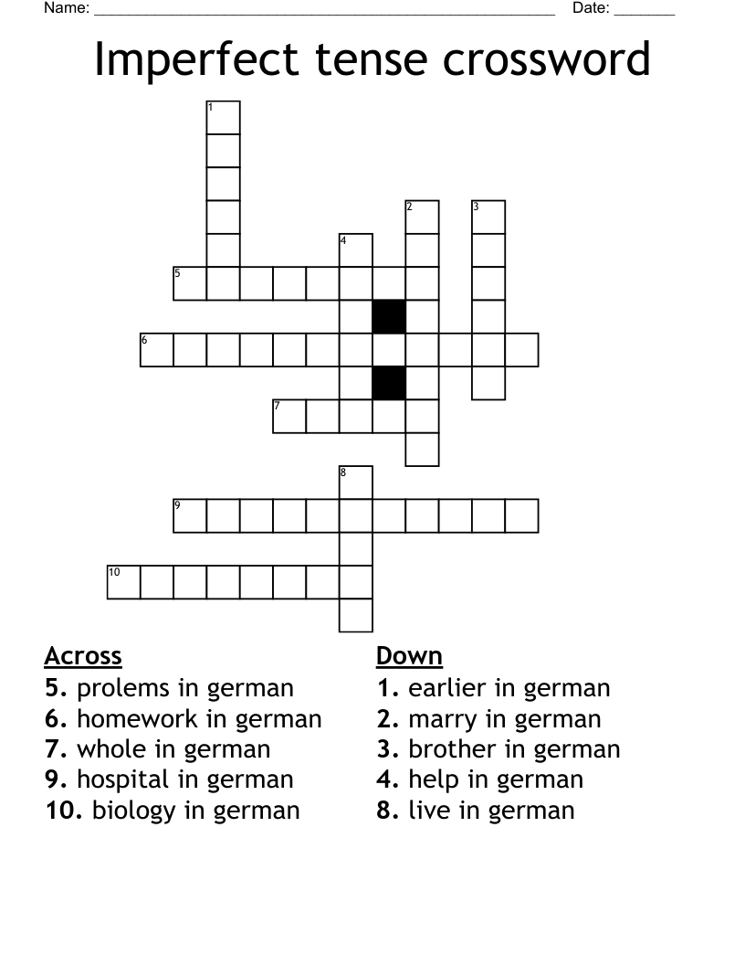 Imperfect tense crossword