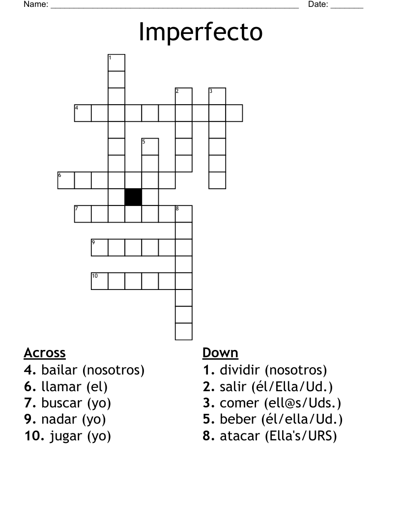 Imperfecto Crossword