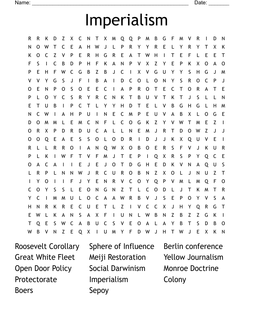 Imperialism Word Search