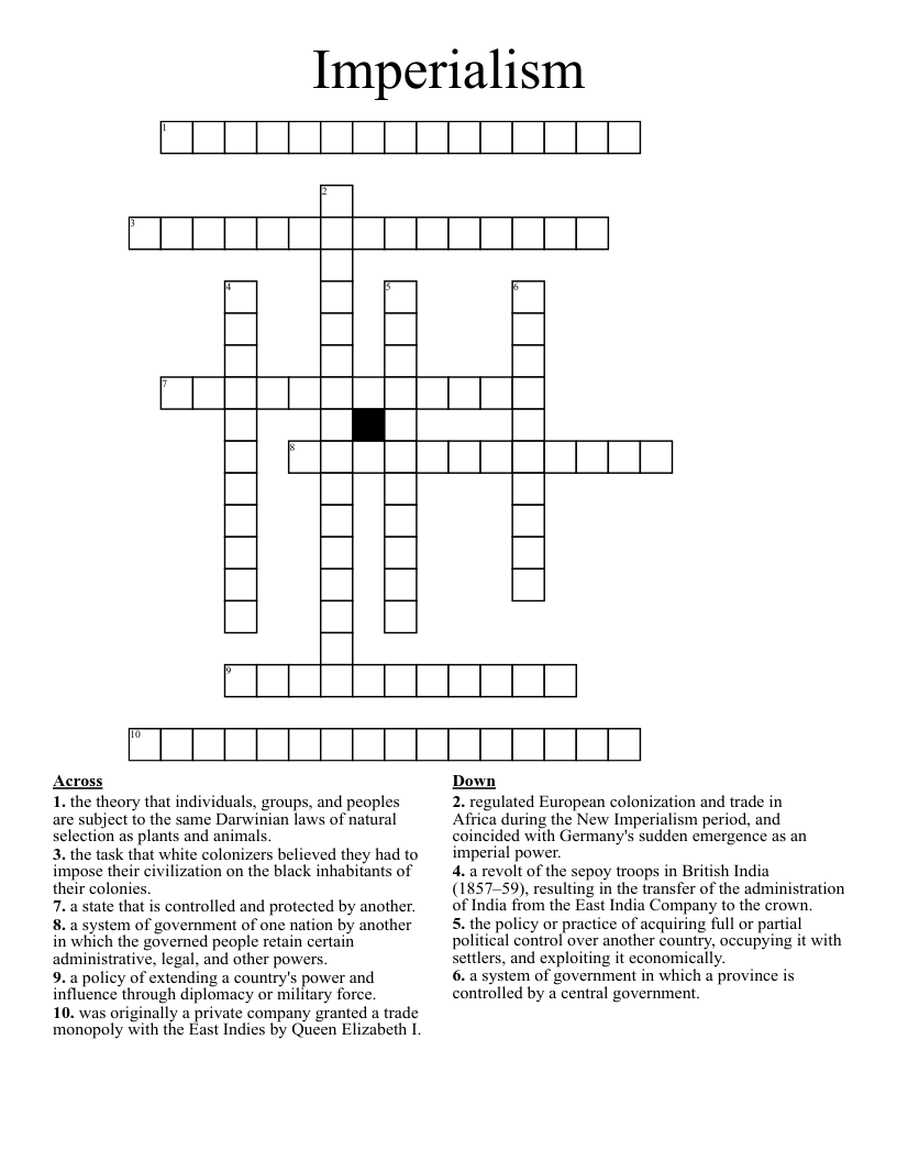 Imperialism Crossword
